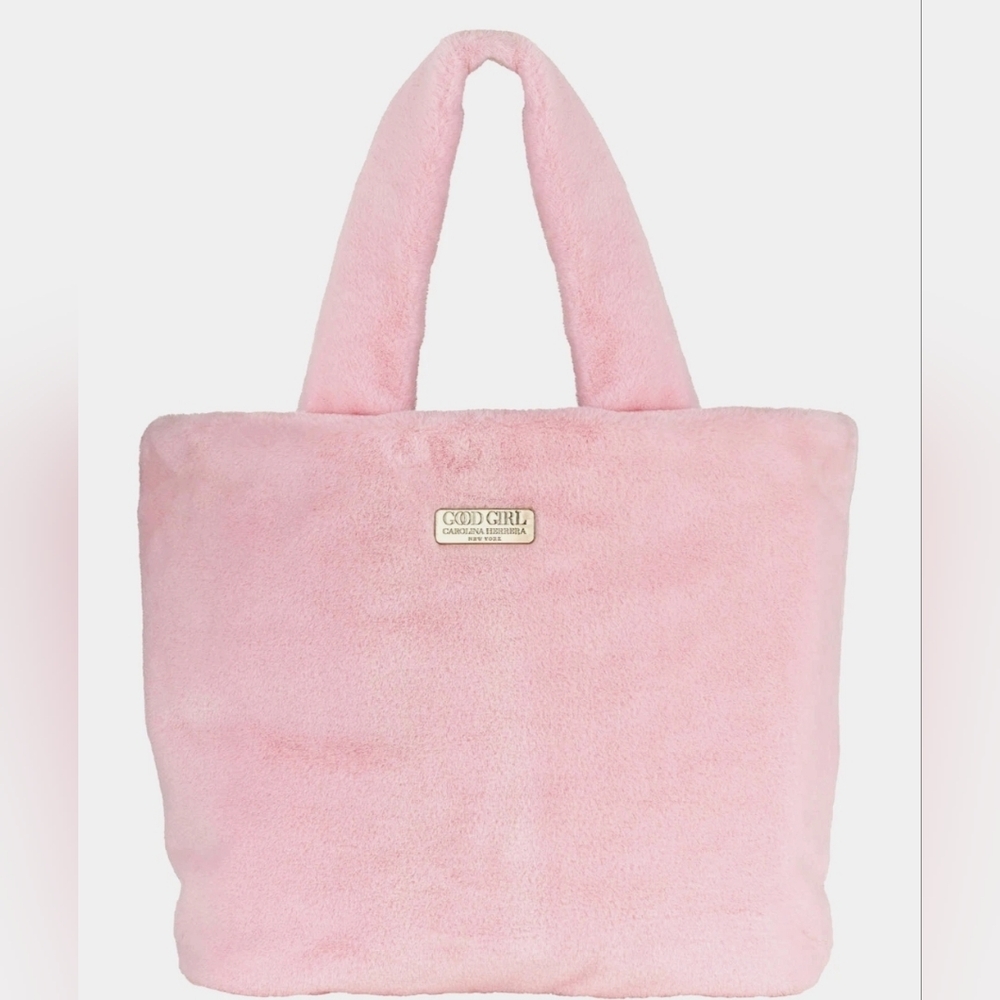 Carolina Herrera Good Girl Blush Pink Faux Fur Tote bag NEW